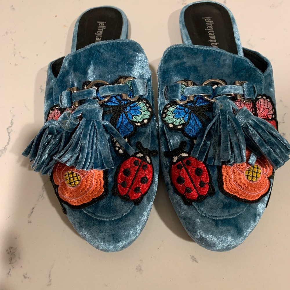 Jeffrey Campbell velvet slides